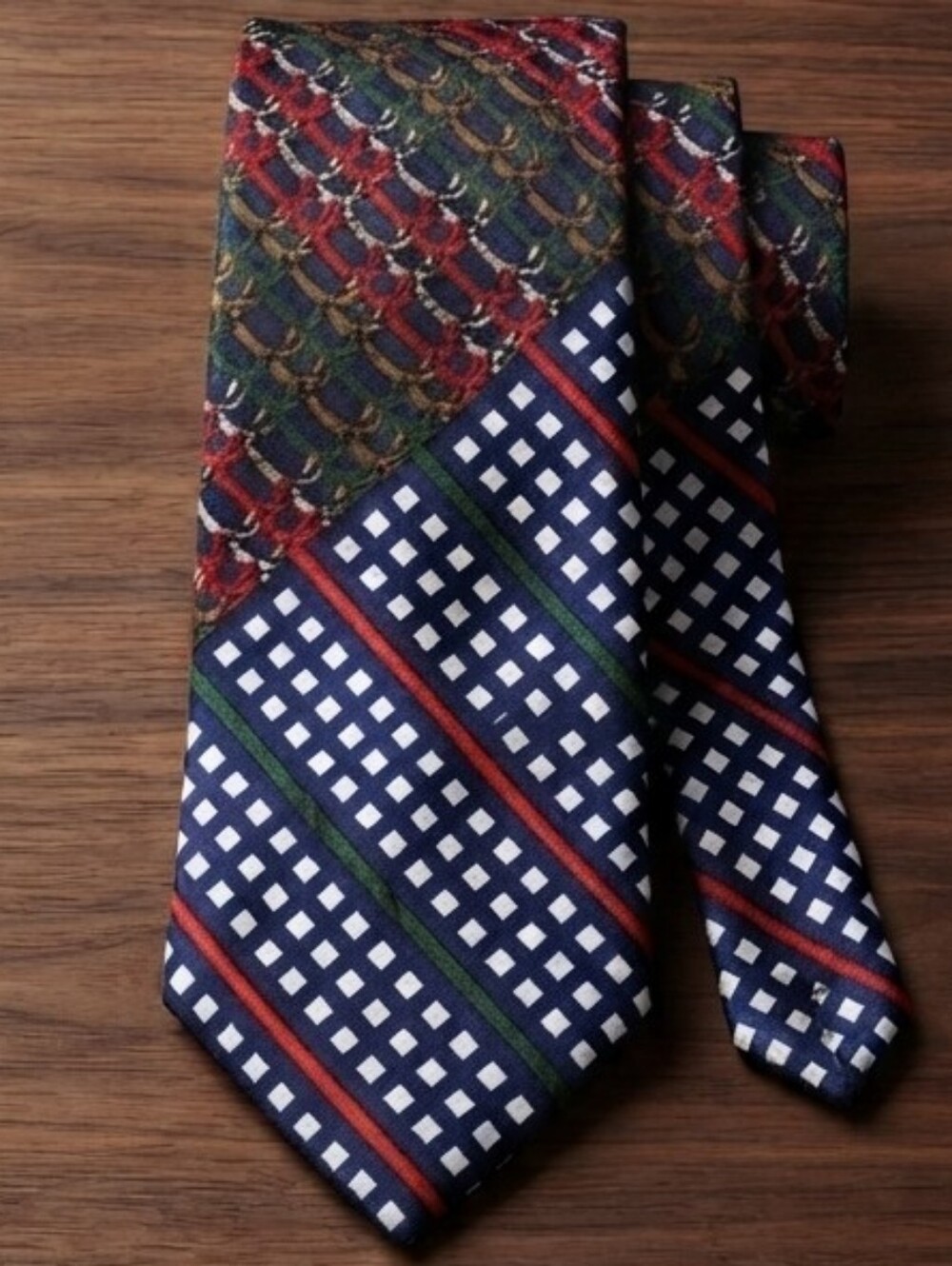 Missoni Red and Blue Geometric Wool & Silk Tie